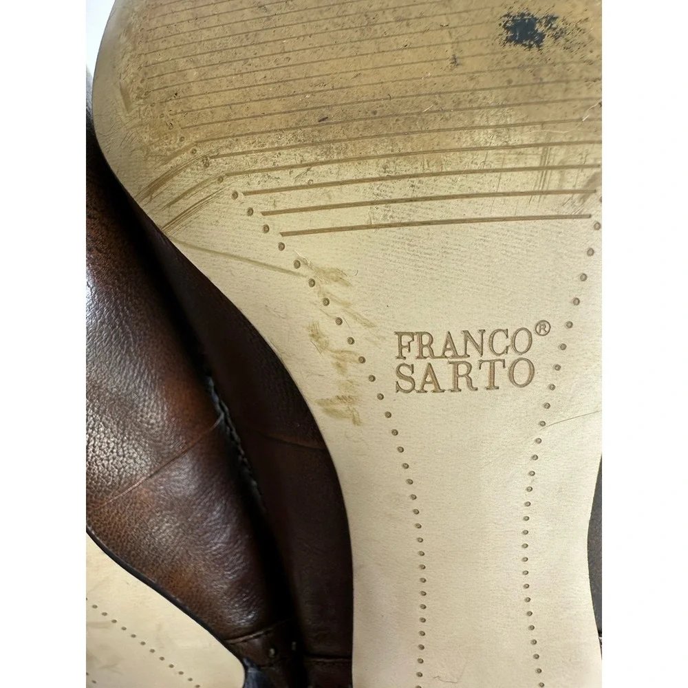 Franco Sarto Women's Heels Vintage Brown Leather Pointed Western Size 6 M
